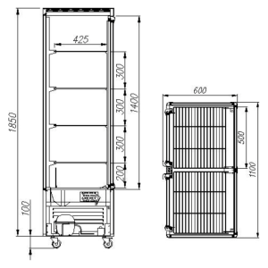Витрина кондитерская Carboma D4 VM 800-1 (R800C Carboma) (цвет по схеме) 4 дверцы, полки‑решётки - Изображение 2
