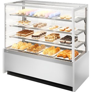 Витрина кондитерская Chilz VETE KUB LUX 130 белый глянец, шлифованная нержавейка