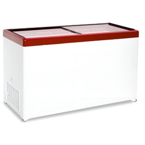 Ларь морозильный с прямым стеклом CRYSPI ЛВН 500 П (СF 500FQ) красный 6 корзин