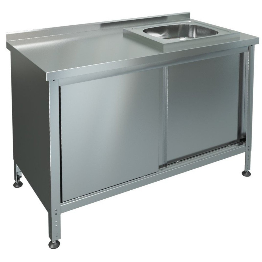 Стол-тумба производственный с мойкой МХМ СТКМП-1-1200*700 (мойка справа)