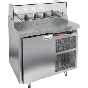 Стол холодильный для пиццы HiCold PZ1-1/GN (1/3H) стекло (R290)