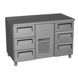 Стол холодильный среднетемпературный Carboma T70 M2-1 (2GN/NT Полюс) без борта (9006-1 корпус серый 6 ящ)